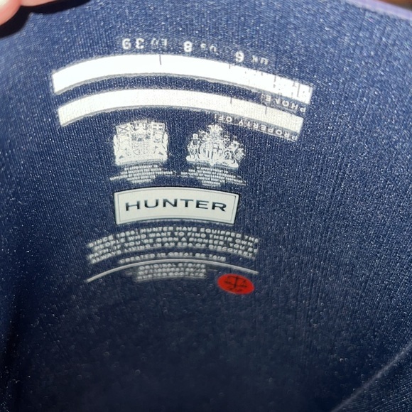 Hunter Original Tall Rain Boot- Matte Navy w/ Turquoise Stripe Sz 7 - Picture 7 of 9